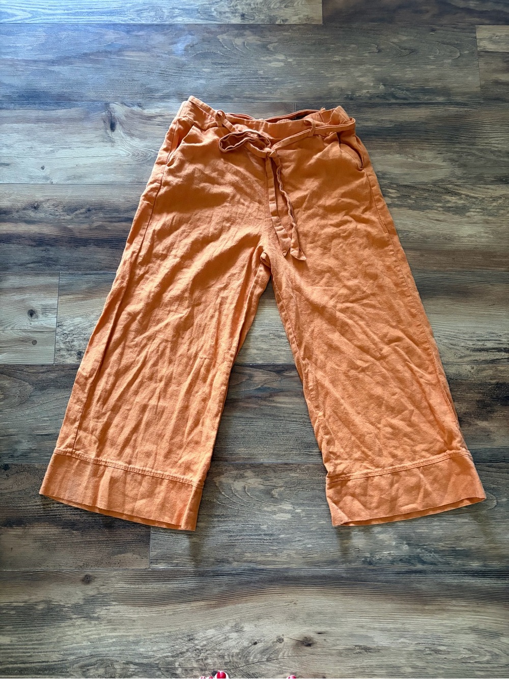 Joie Orange Wide-Leg Drawstring Crop Pants